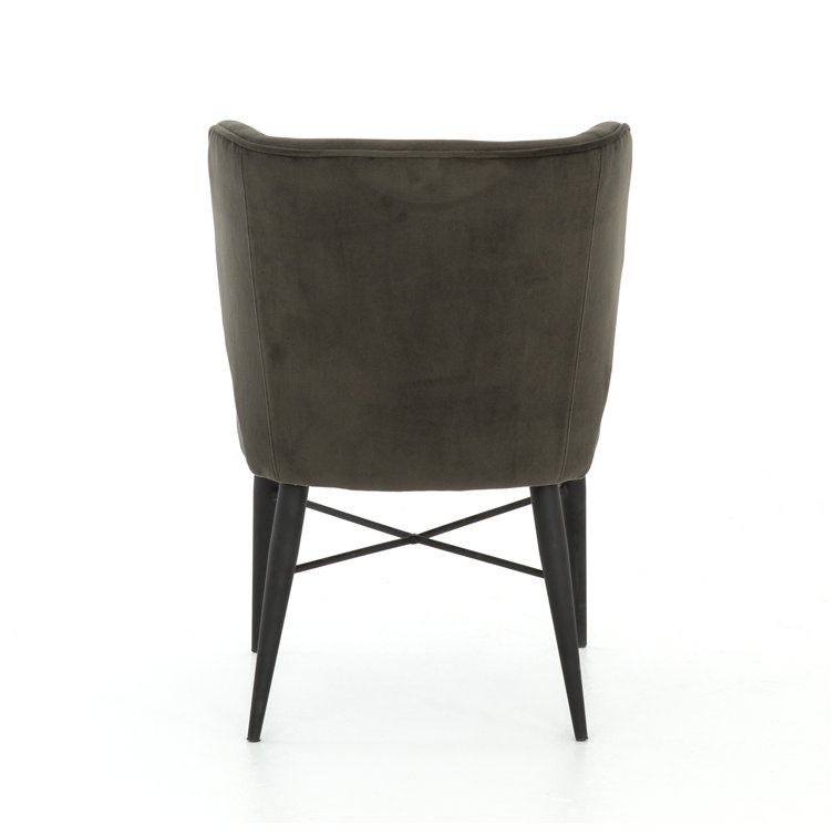 Modern Bella Smoke Linen Upholstered Parsons Chair with Tapered Iron Legs