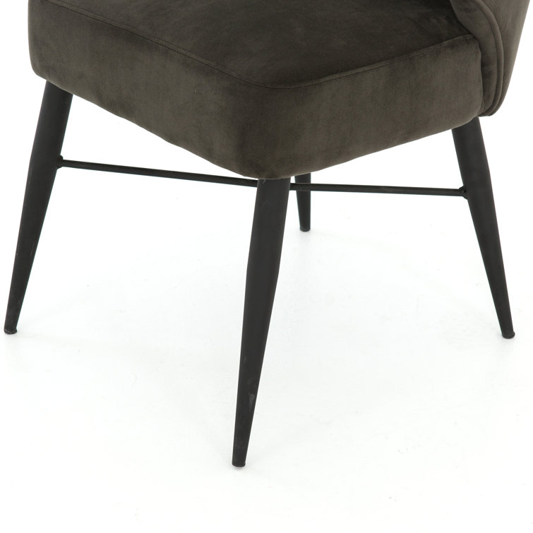Modern Bella Smoke Linen Upholstered Parsons Chair with Tapered Iron Legs
