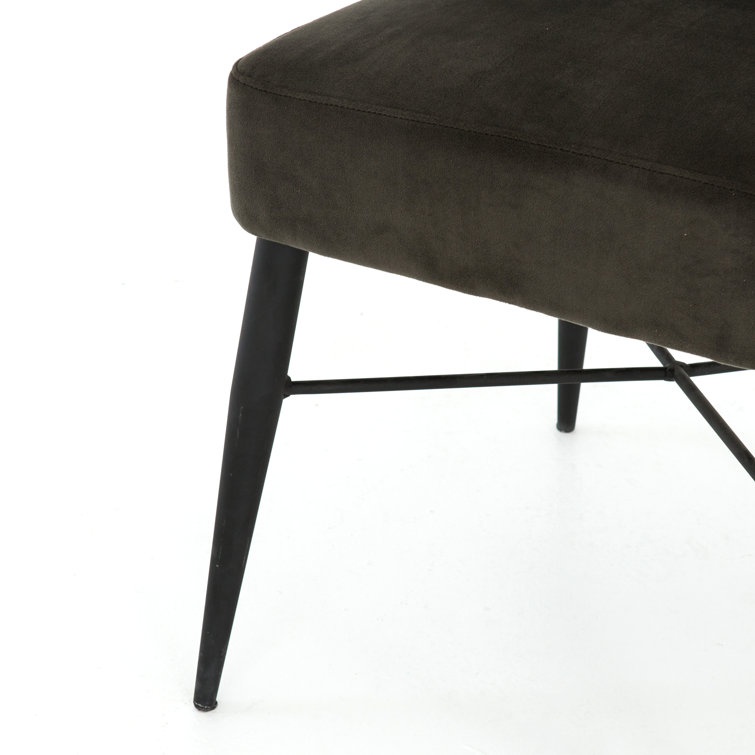 Modern Bella Smoke Linen Upholstered Parsons Chair with Tapered Iron Legs