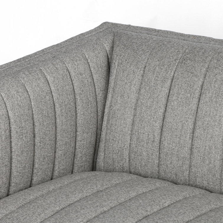 Orly Natural Gray Tufted Leather Stationary Sofa