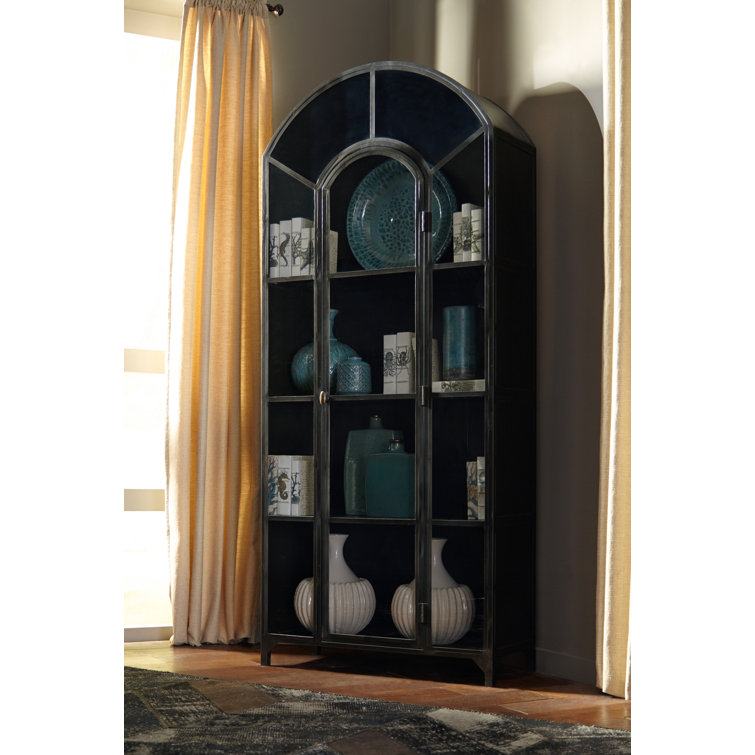 Belmont Modern Gunmetal Iron & Glass Tall Bookcase