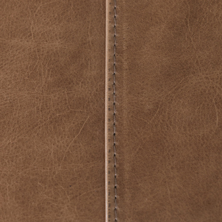 Dakota Warm Taupe Leather and Iron Bench