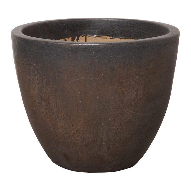 Handcrafted Dark Brown Ceramic Planter for Indoor/Outdoor Use