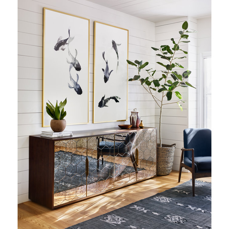 Cybil 78.75'' Dark Walnut and Glass Sideboard