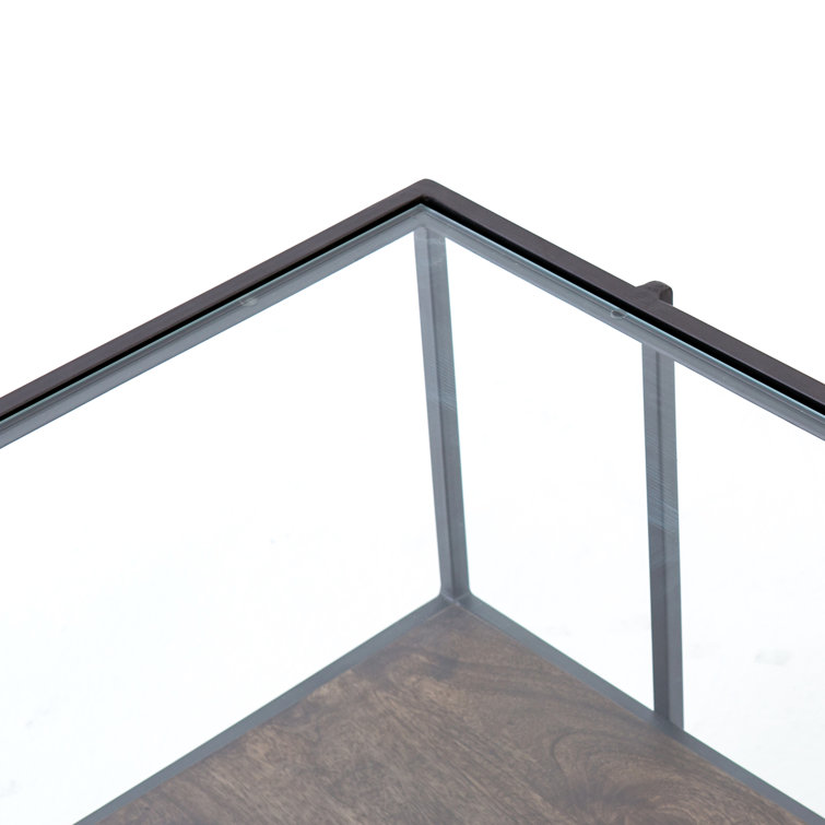 Asher Rectangular Glass and Wood Coffee Table with Shelf
