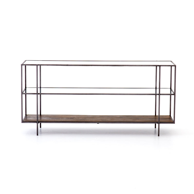 Asher Slim Profile 3-Tier Glass & Wood Console Table