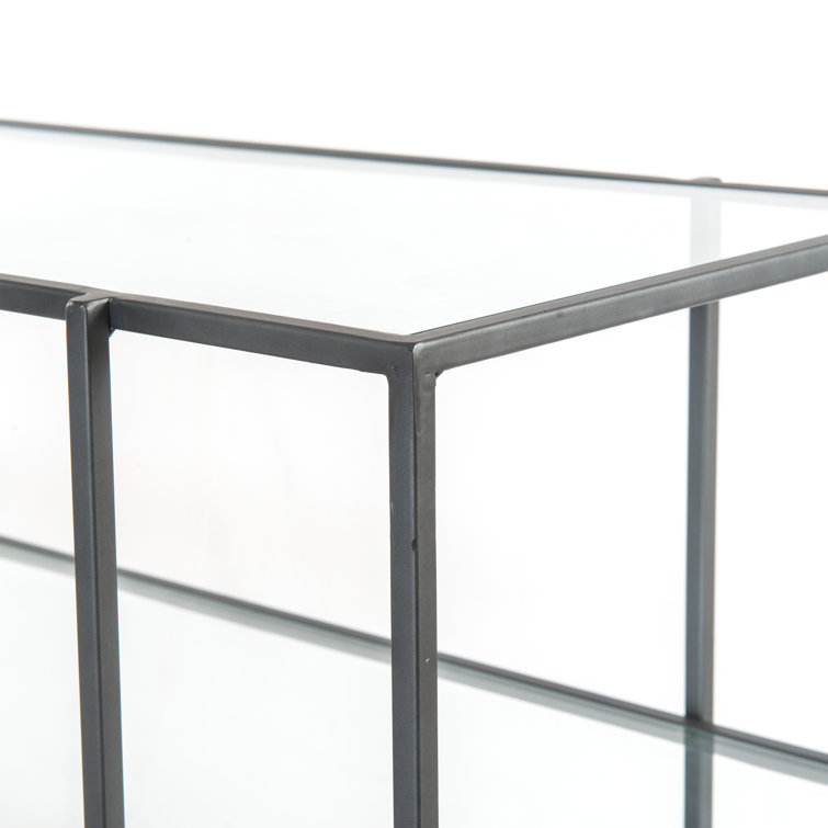 Asher Slim Profile 3-Tier Glass & Wood Console Table