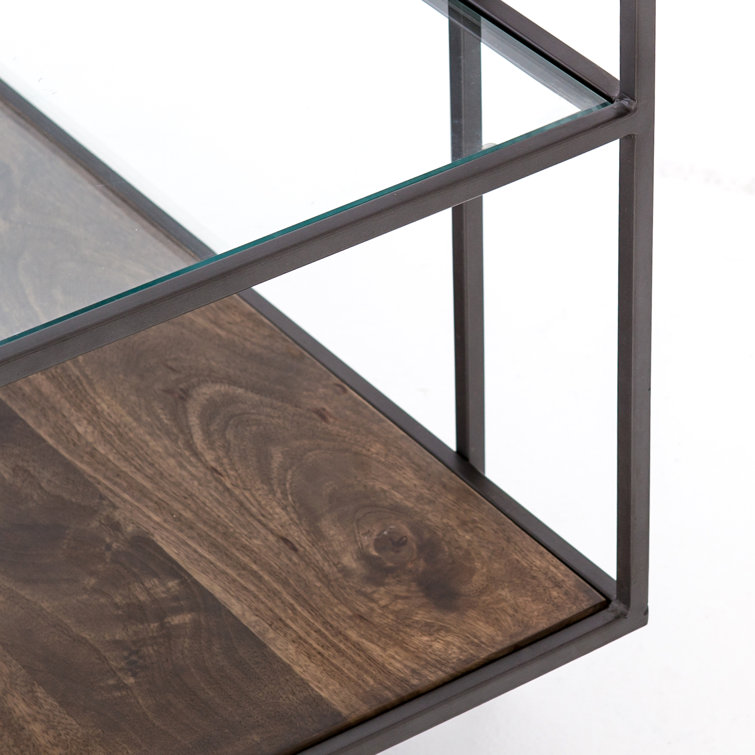 Asher Slim Profile 3-Tier Glass & Wood Console Table