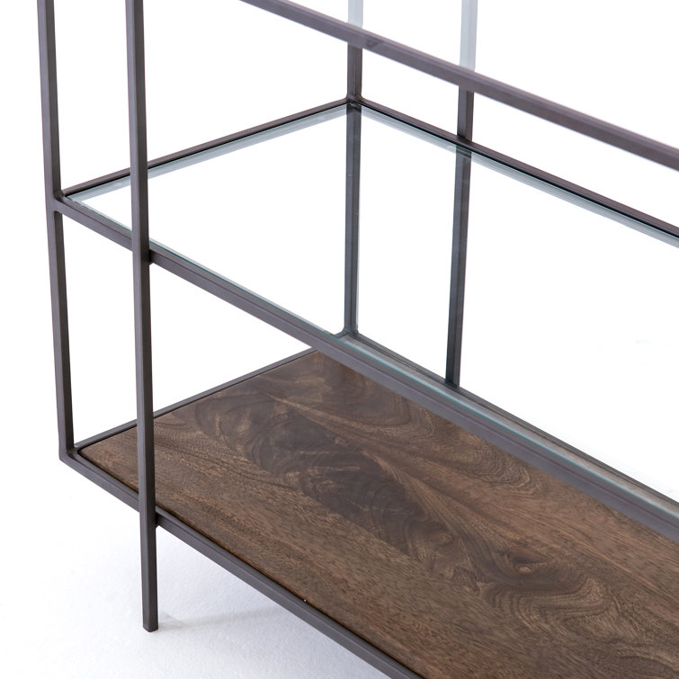 Asher Slim Profile 3-Tier Glass & Wood Console Table