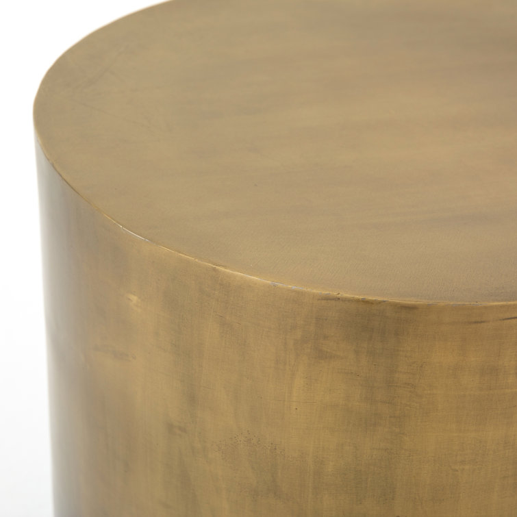 Modern Ombre Antique Brass Round Metal End Table, 18"