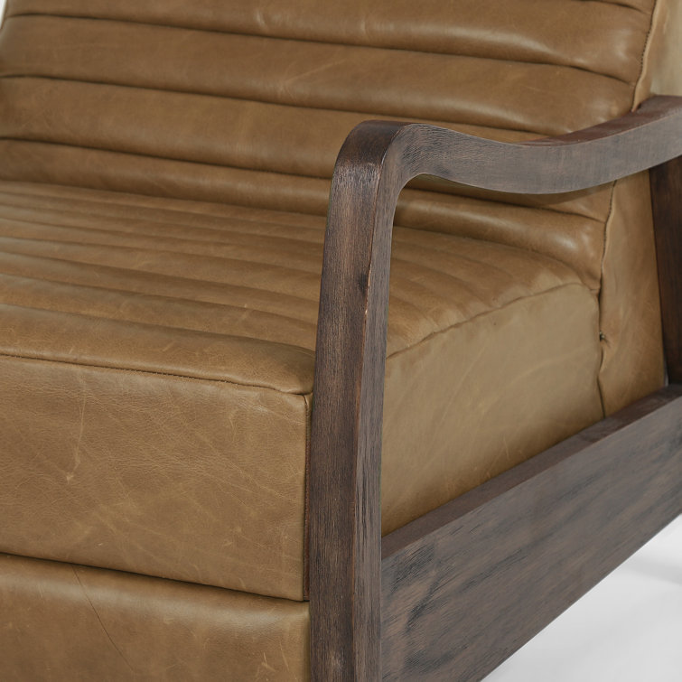 Warm Taupe Dakota Leather Handcrafted Contemporary Recliner Chair