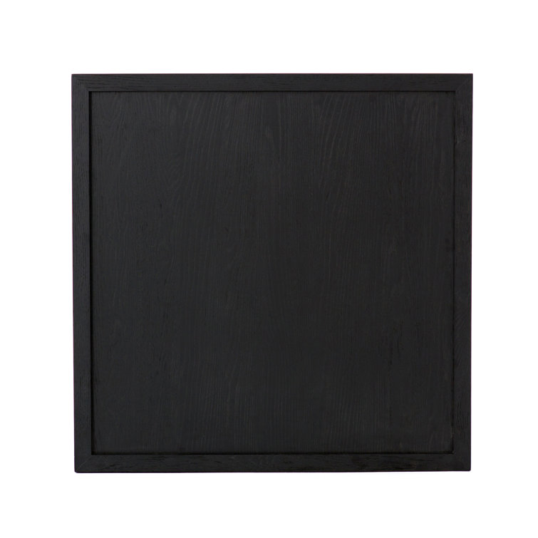 Black Solid Wood Square Coffee Table with Shelf