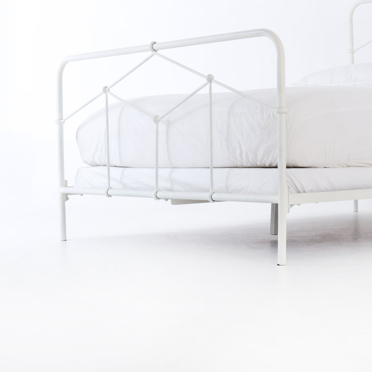 Black Twin Upholstered Metal Frame Bed with Headboard