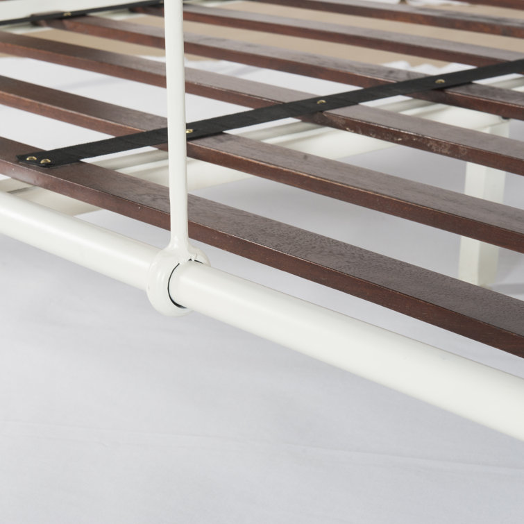Black Twin Upholstered Metal Frame Bed with Headboard
