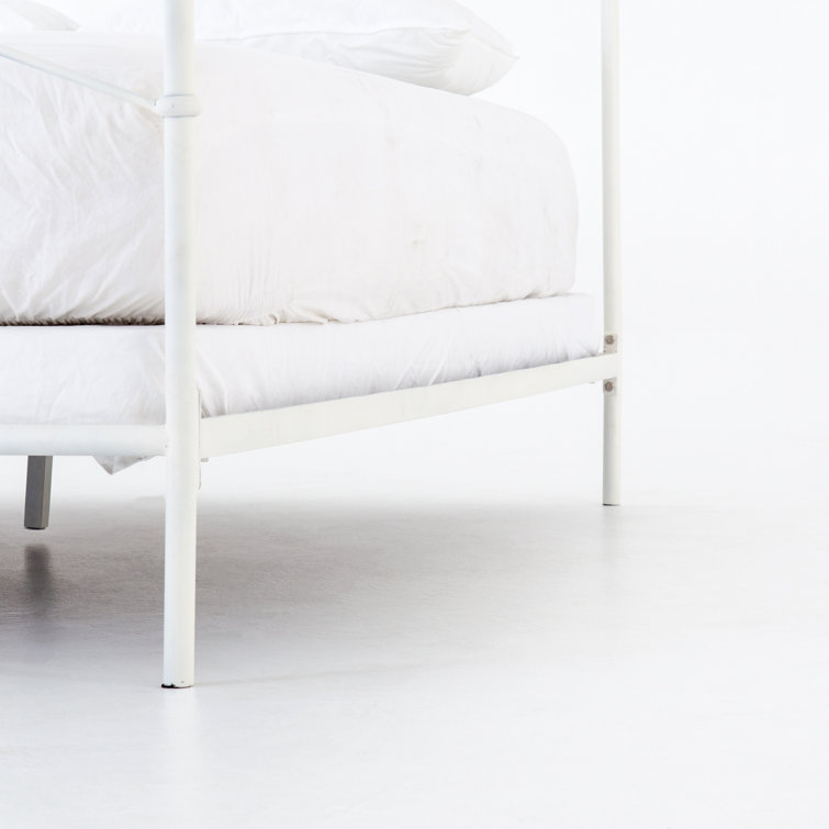 Black Twin Upholstered Metal Frame Bed with Headboard