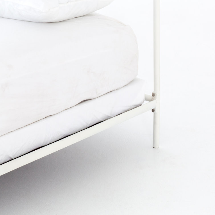 Black Twin Upholstered Metal Frame Bed with Headboard