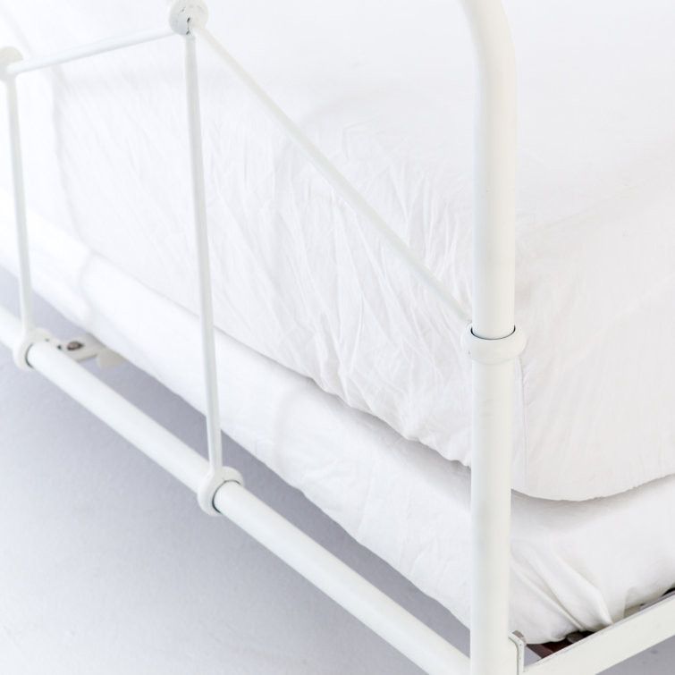 Black Twin Upholstered Metal Frame Bed with Headboard
