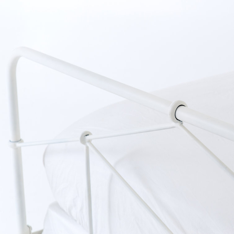 Black Twin Upholstered Metal Frame Bed with Headboard