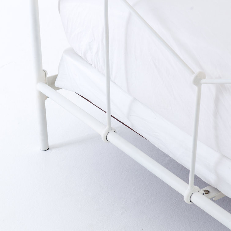 Black Twin Upholstered Metal Frame Bed with Headboard