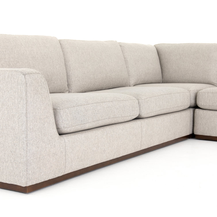 Aldred Silver Contemporary 120" Flared Arm Sectional Sofa