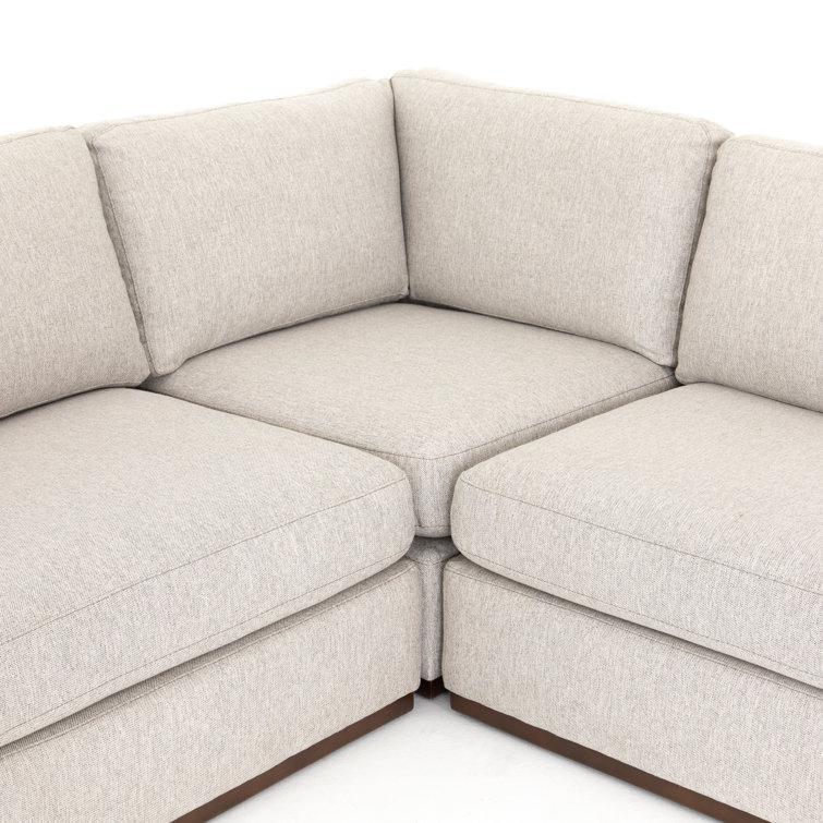 Aldred Silver Contemporary 120" Flared Arm Sectional Sofa