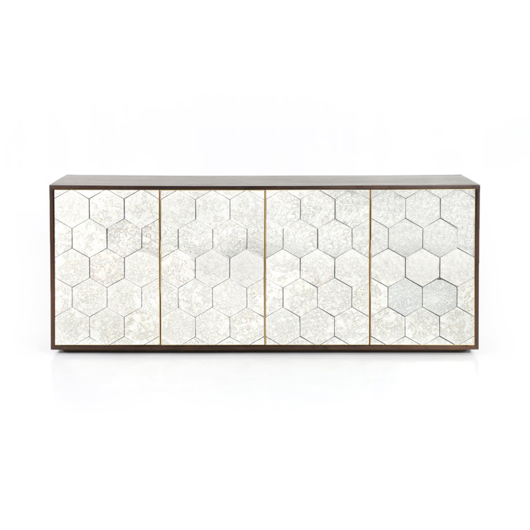 Cybil 78.75'' Dark Walnut and Glass Sideboard