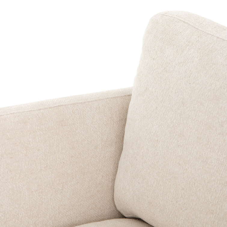 Camargue Cream Ivory Linen and Pecan Birch Wood Accent Chair