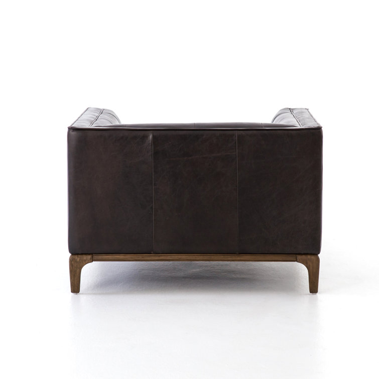 Dylan Mid-Century Rider Black Leather Chaise Lounge