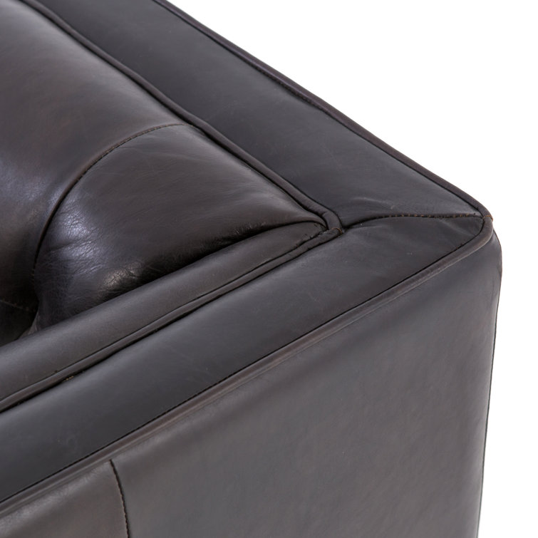 Dylan Mid-Century Rider Black Leather Chaise Lounge