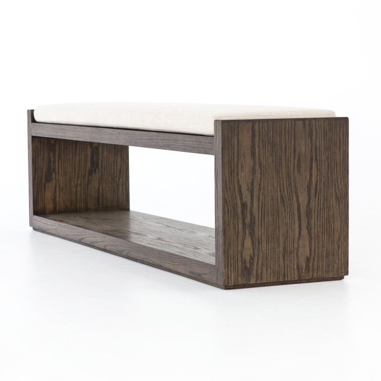 67'' Cedar-Finished Nettlewood Upholstered Bench in Brown/Cream