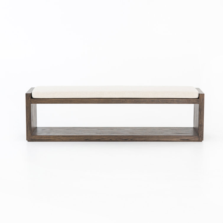 67'' Cedar-Finished Nettlewood Upholstered Bench in Brown/Cream
