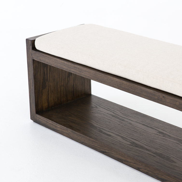 67'' Cedar-Finished Nettlewood Upholstered Bench in Brown/Cream