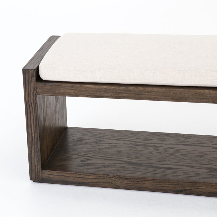 67'' Cedar-Finished Nettlewood Upholstered Bench in Brown/Cream