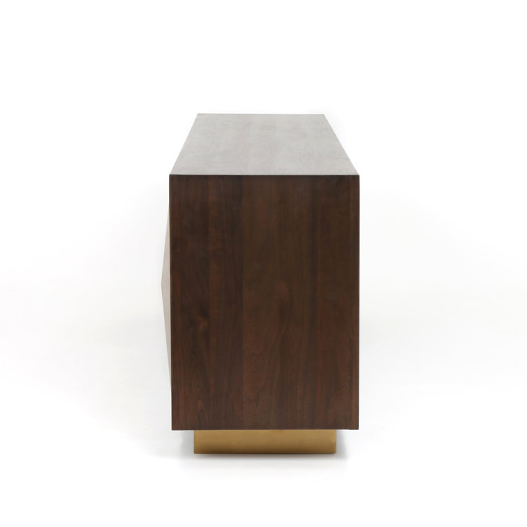Enzo Contemporary 90.5'' Dark Walnut Sideboard with Brass Accents