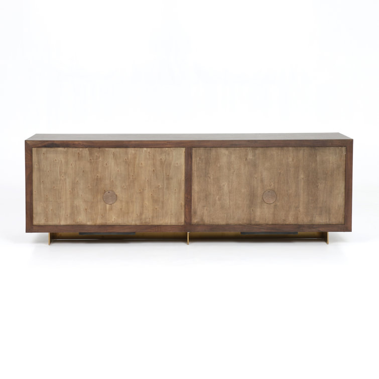 Enzo Contemporary 90.5'' Dark Walnut Sideboard with Brass Accents