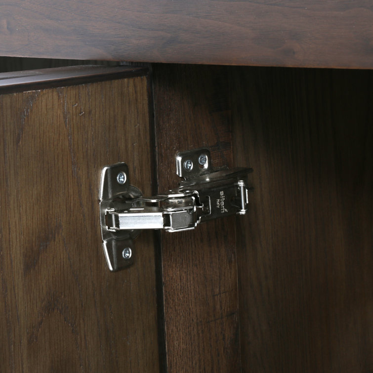 Enzo Contemporary 90.5'' Dark Walnut Sideboard with Brass Accents