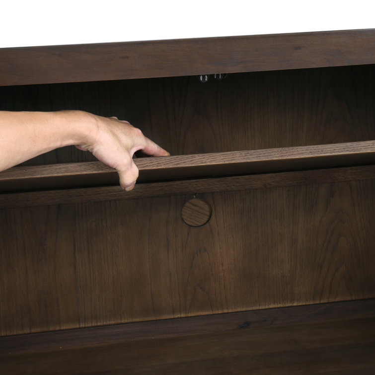 Enzo Contemporary 90.5'' Dark Walnut Sideboard with Brass Accents