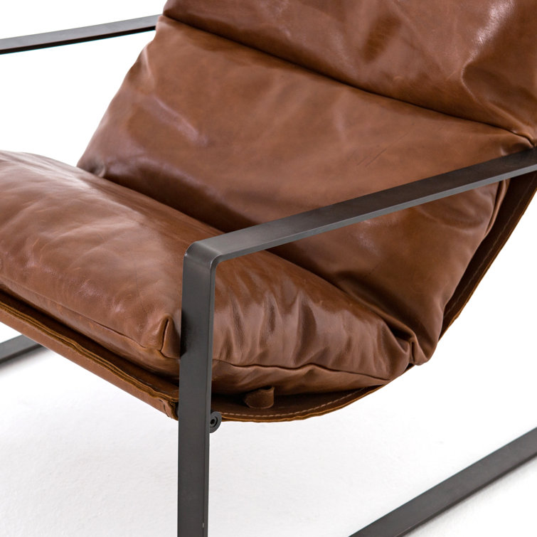 Dakota Tobacco Genuine Leather Sling-Style Accent Chair