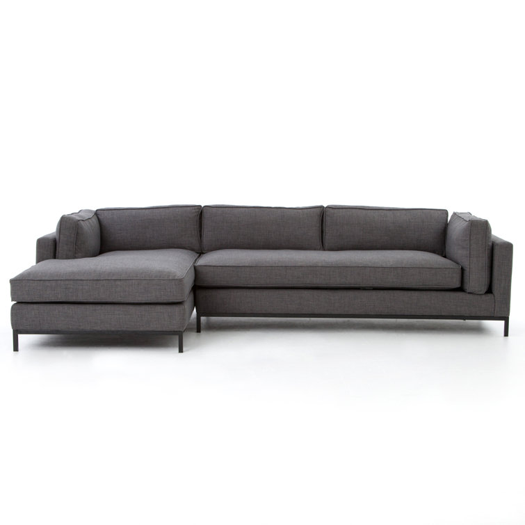 Bennett Charcoal 120" Polyester Chaise Sectional Sofa