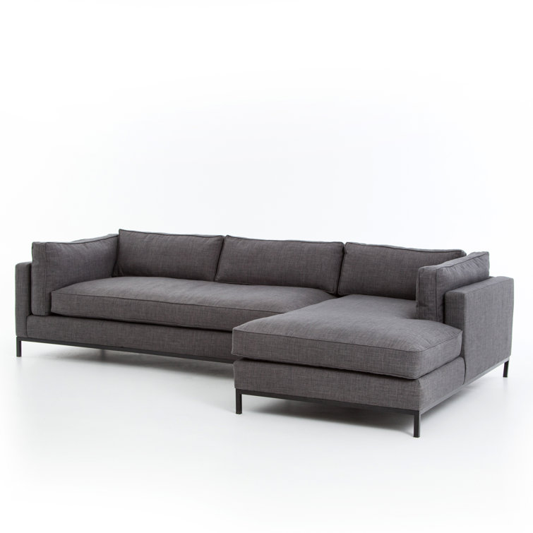 Bennett Charcoal 120" Polyester Chaise Sectional Sofa