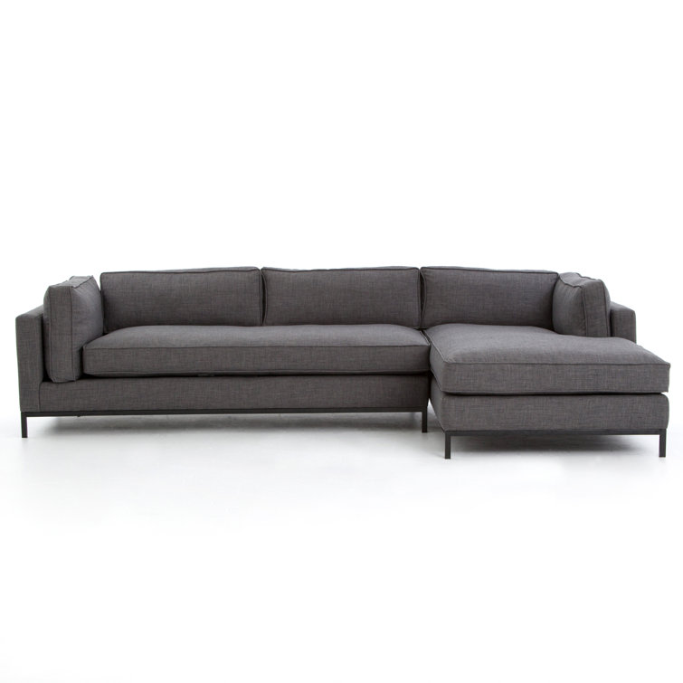 Bennett Charcoal 120" Polyester Chaise Sectional Sofa