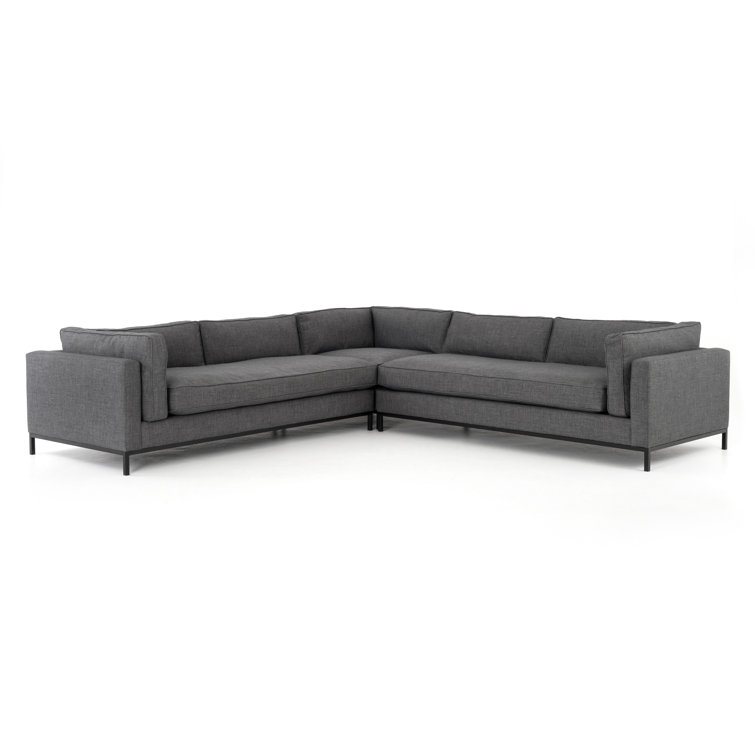 Bennett Charcoal 119'' Three-Piece Sectional Sofa with Track Arms