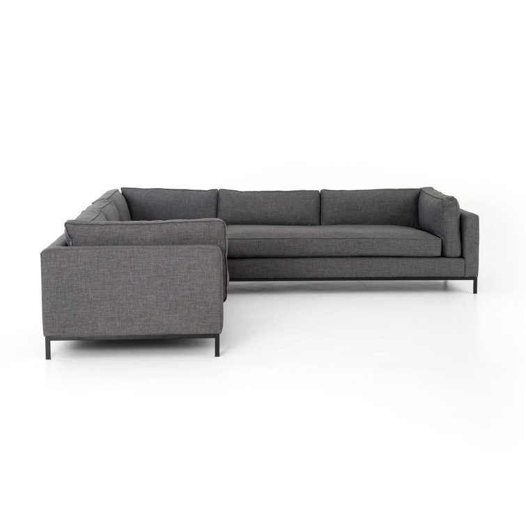 Bennett Charcoal 119'' Three-Piece Sectional Sofa with Track Arms