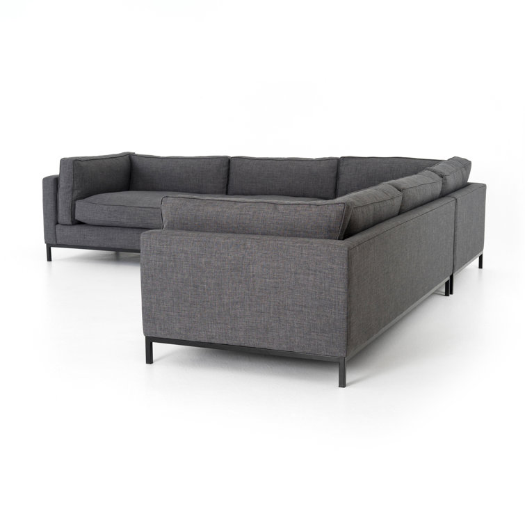 Bennett Charcoal 119'' Three-Piece Sectional Sofa with Track Arms