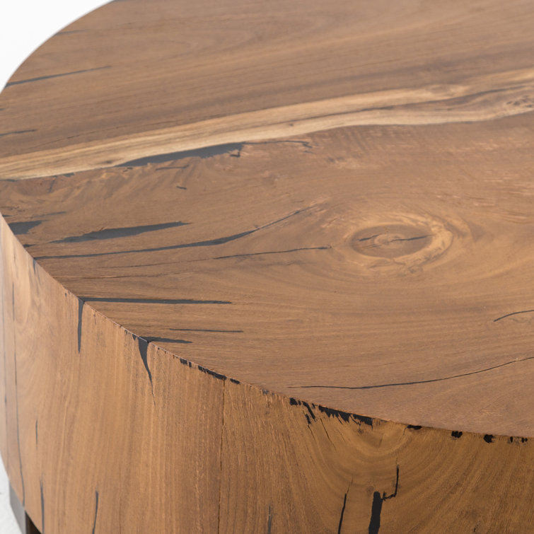 Contemporary Hudson Round Wood & Metal End Table - 20" Brown
