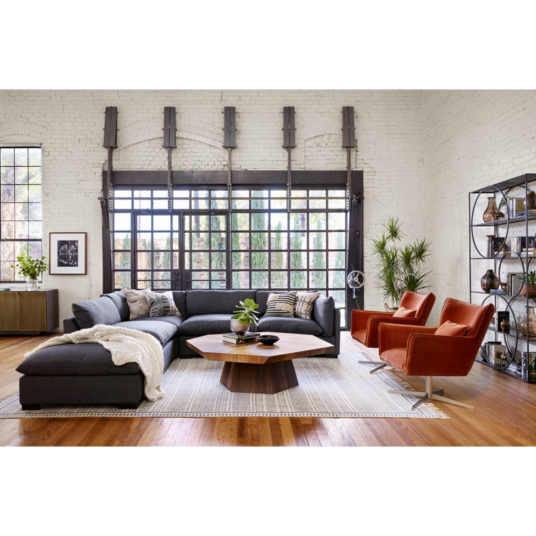 Bennett Moon Modular Sectional Sofa with Ottoman and Pillow Back
