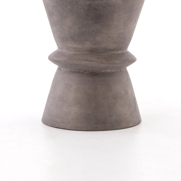 Gray Concrete Round Hourglass End Table