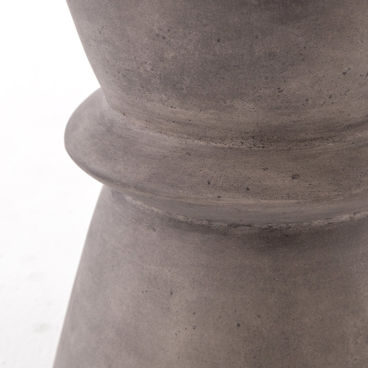 Gray Concrete Round Hourglass End Table
