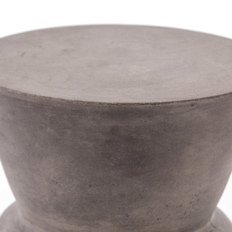 Gray Concrete Round Hourglass End Table