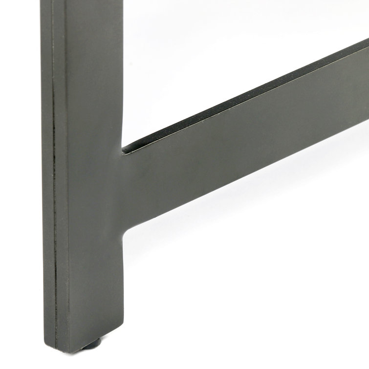 Ebony Leather and Metal Rectangular Coffee Table